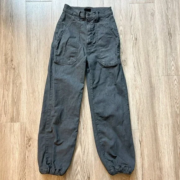 Mother The Wrapper Patch Springy Ankle Jeans in Faded Black Size 23